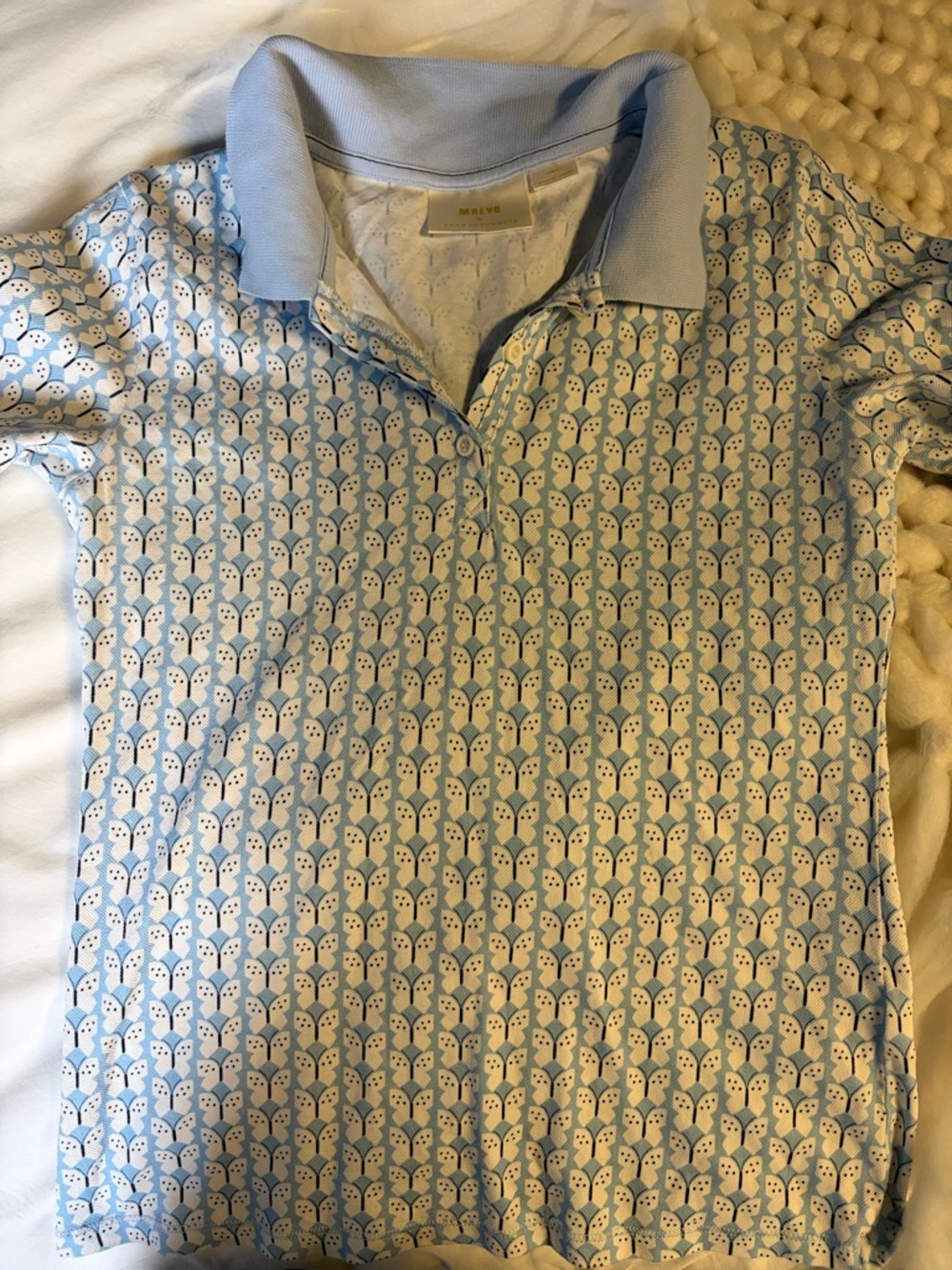 Maeve Light blue 🦋 Patterned Polo Shirt